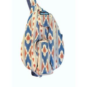 KAVU Rope Crossbody Mini Sling Bag "River Ikat" w/5 pockets & rope strap